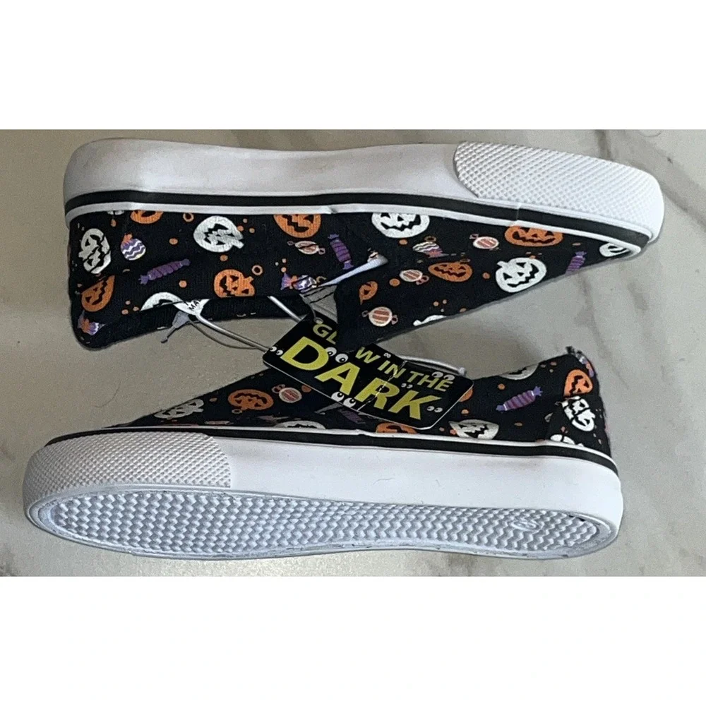 Tommy Bahama Toddler 8 Slip-On Shoes Pumpkins Halloween Glow in‎ the Dark Canvas